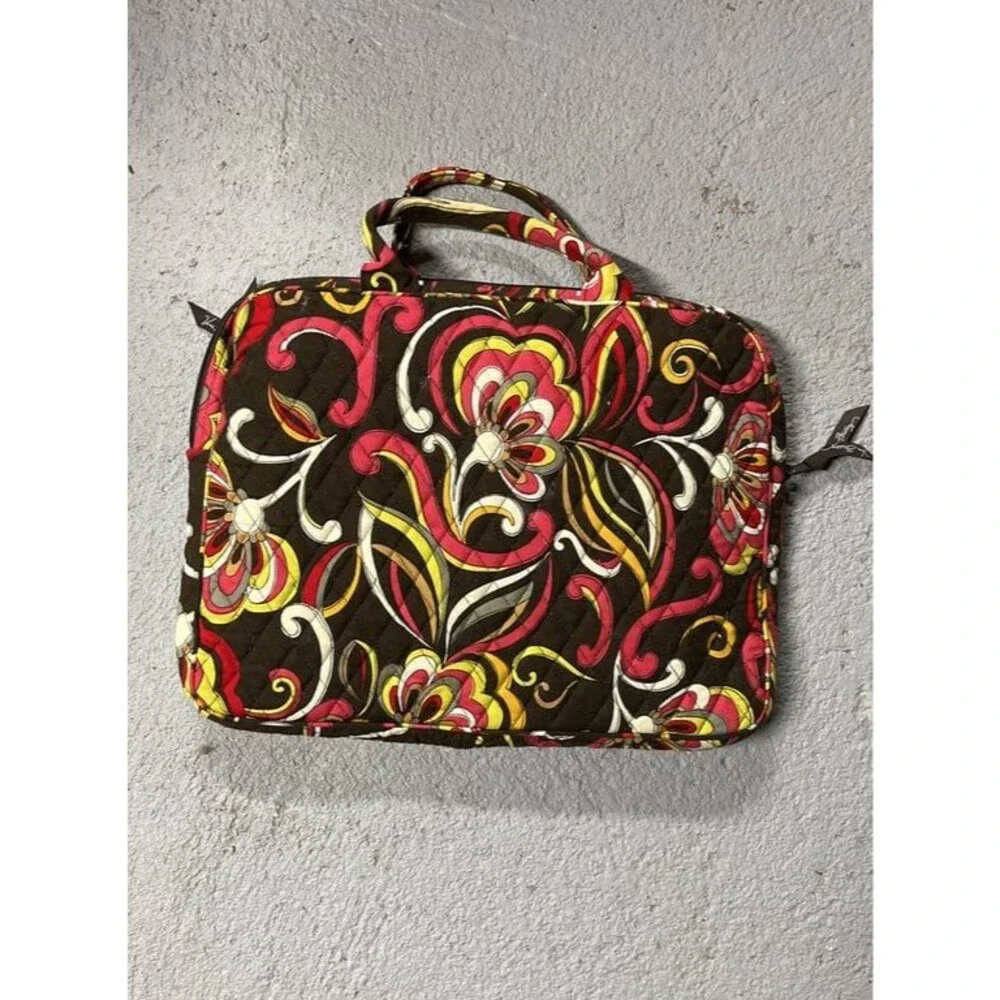 Vera Bradley Puccini Laptop Computer Bag Brown Red Yellow
